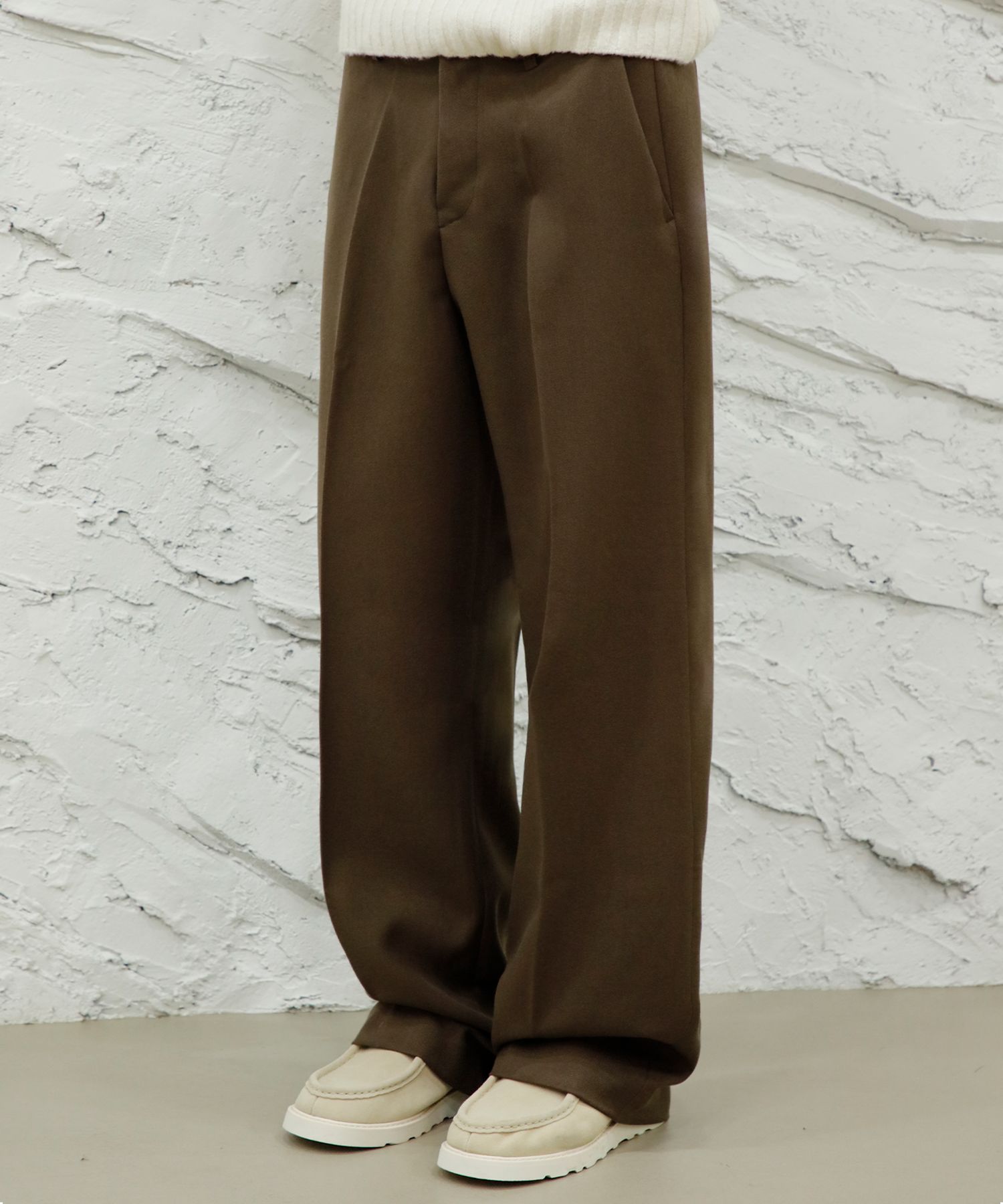 パンツ SIGNATURE Our Like No Tuck Wide Fit Slacks Brown 24FW-CLB001 MUSINSA | SIGNATURE Wool Like No Tuck Wide Fit Slacks [Brown]