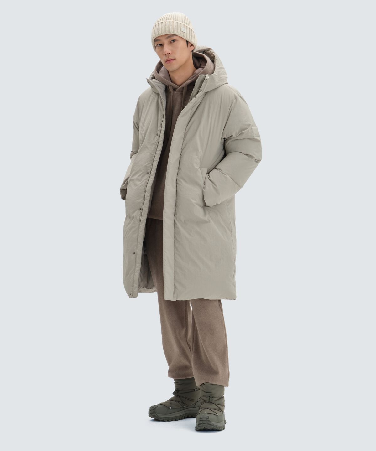 스노우피크 어패럴(SNOWPEAK APPAREL) 시티캠퍼 롱 다운 자켓 (S24WMGDJ66) Beige Gray