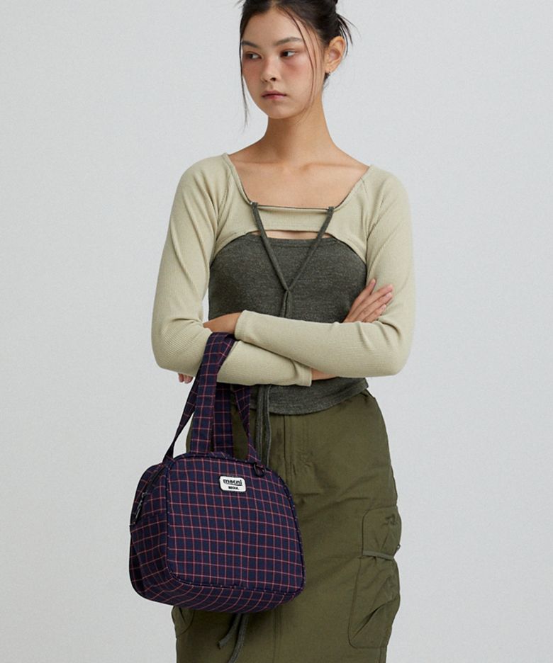 CHECKER SQUARE SHOULDER BAG NAVY CHECK