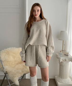 [SET] Knit Sweatshirt+Half Pants Set-up (2 colors)