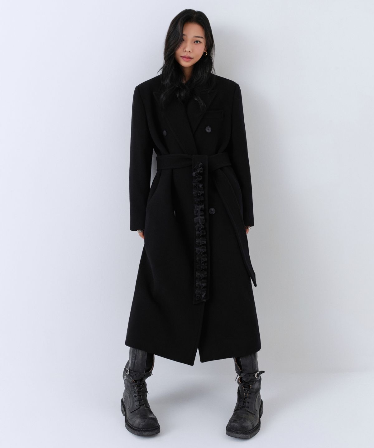 무신사 스탠다드 우먼(MUSINSA STANDARD WOMAN) [제현경 컬래버] 우먼즈 캐시미어 블렌드 맥시 더블 로브 코트 [블랙]