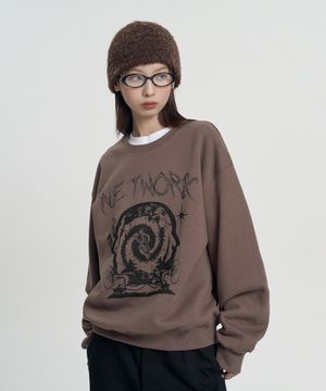 그래픽  노이즈 네트워크 스웨트셔츠 - 브라운