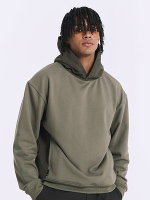 믹스드 더블 버튼 후디[카키]