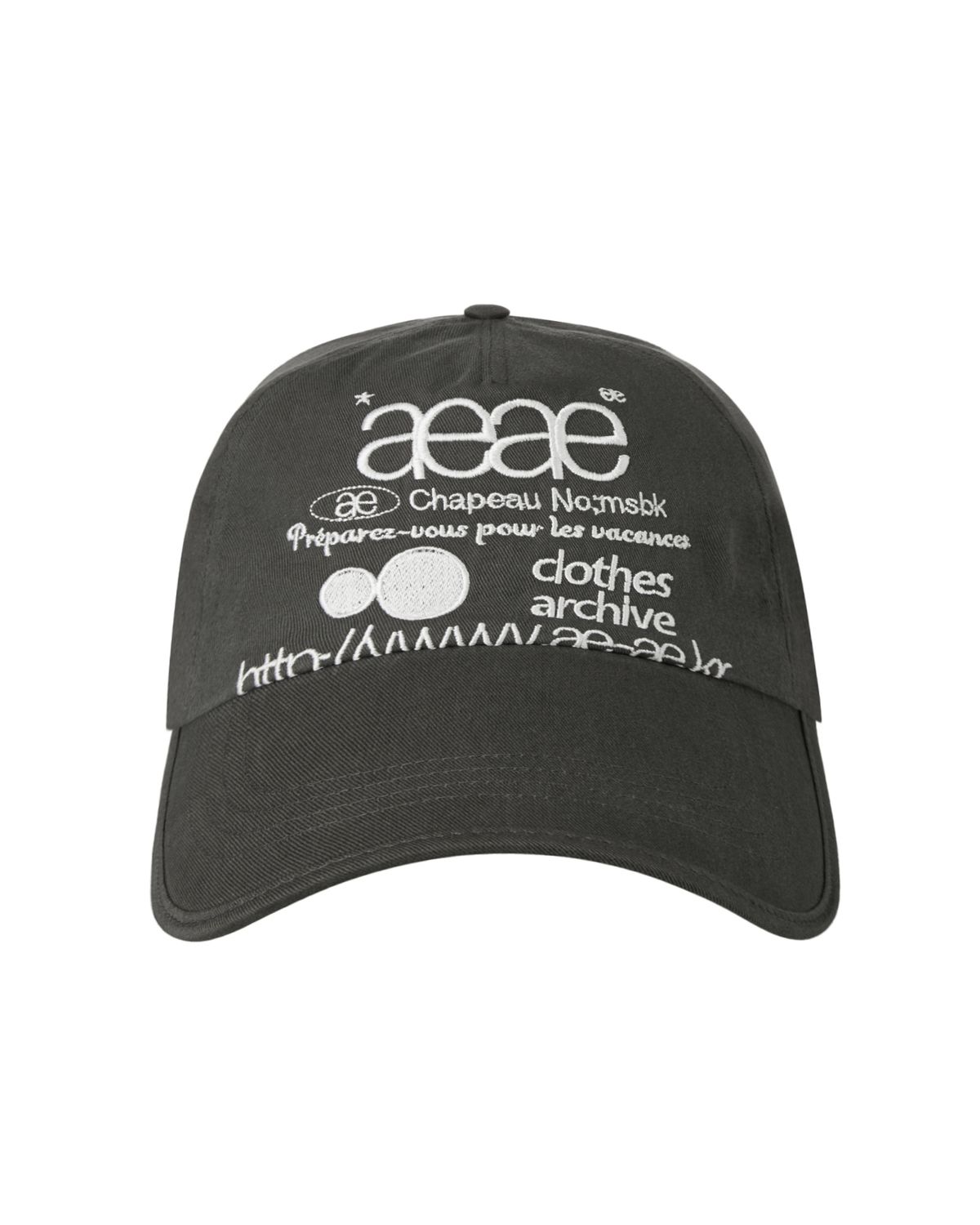 에이이에이이(AEAE) WEB LOGO 5 PANNEL BALL CAP [CHARCOAL]