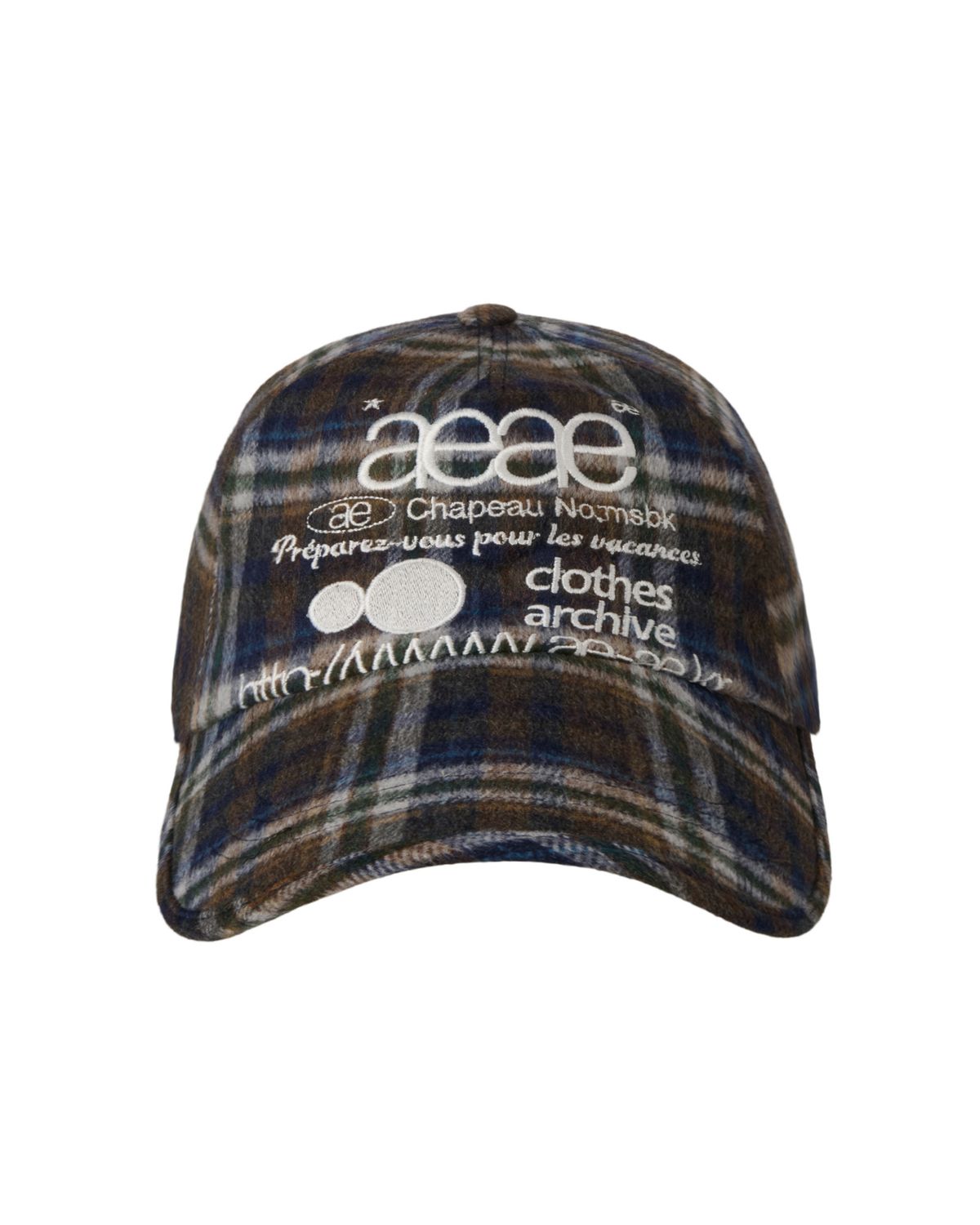 에이이에이이(AEAE) WEB LOGO WOOL CHECK CAP [NAVY]