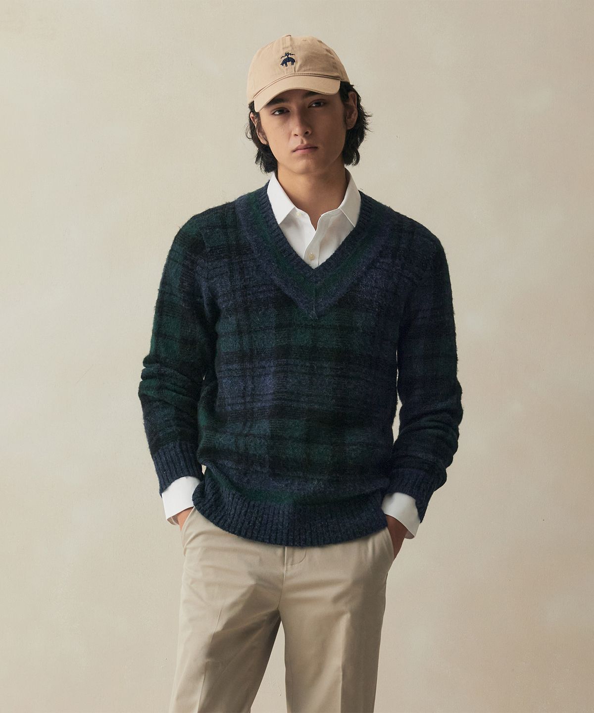 브룩스 브라더스(BROOKS BROTHERS) 브러쉬드 울 블랙와치 테니스 스웨터 (멀티) (BBWNMM38797EW)