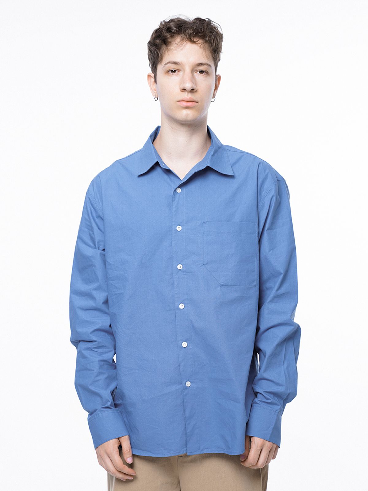 챈세스노이(CHANCE'S NOI) Standard Polygon Pocket Shirt - Royal Blue /M243SH01BL