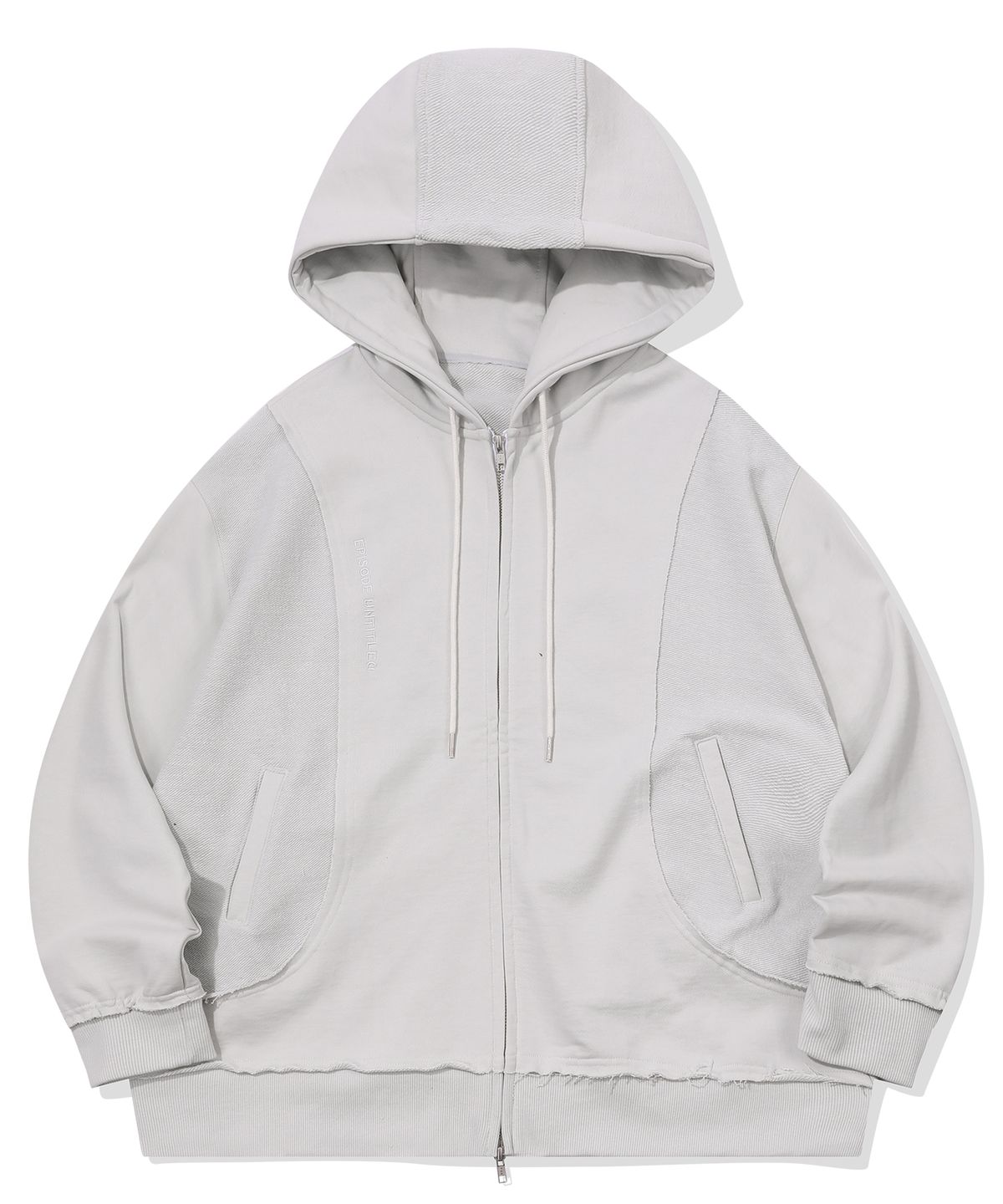 에피소드 언타이틀(EPISODE UNTITLED) IN&OUT PATCHWORK ZIP-UP HOODIE_ ICE GREY