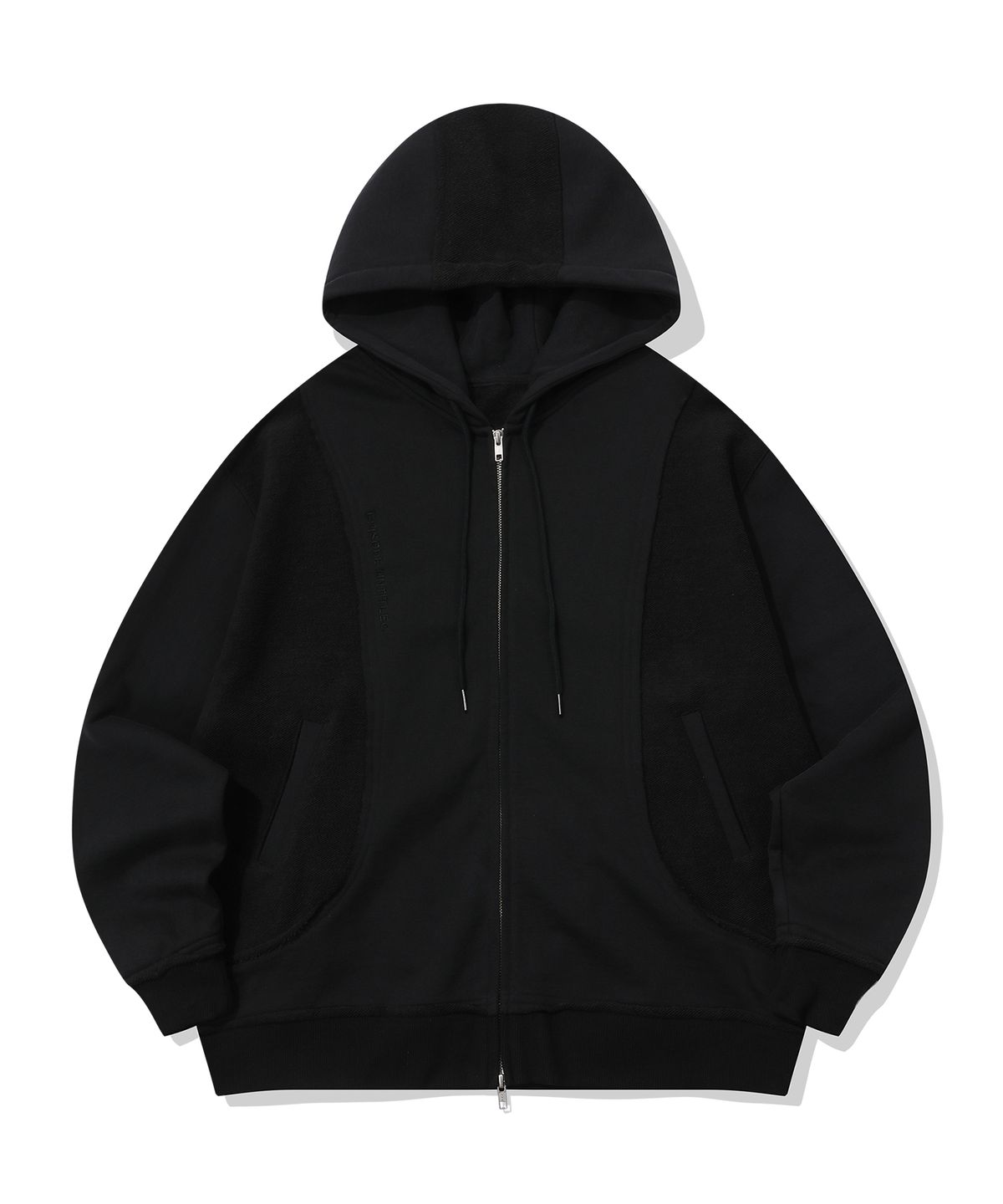 에피소드 언타이틀(EPISODE UNTITLED) IN&OUT PATCHWORK ZIP-UP HOODIE_BLACK