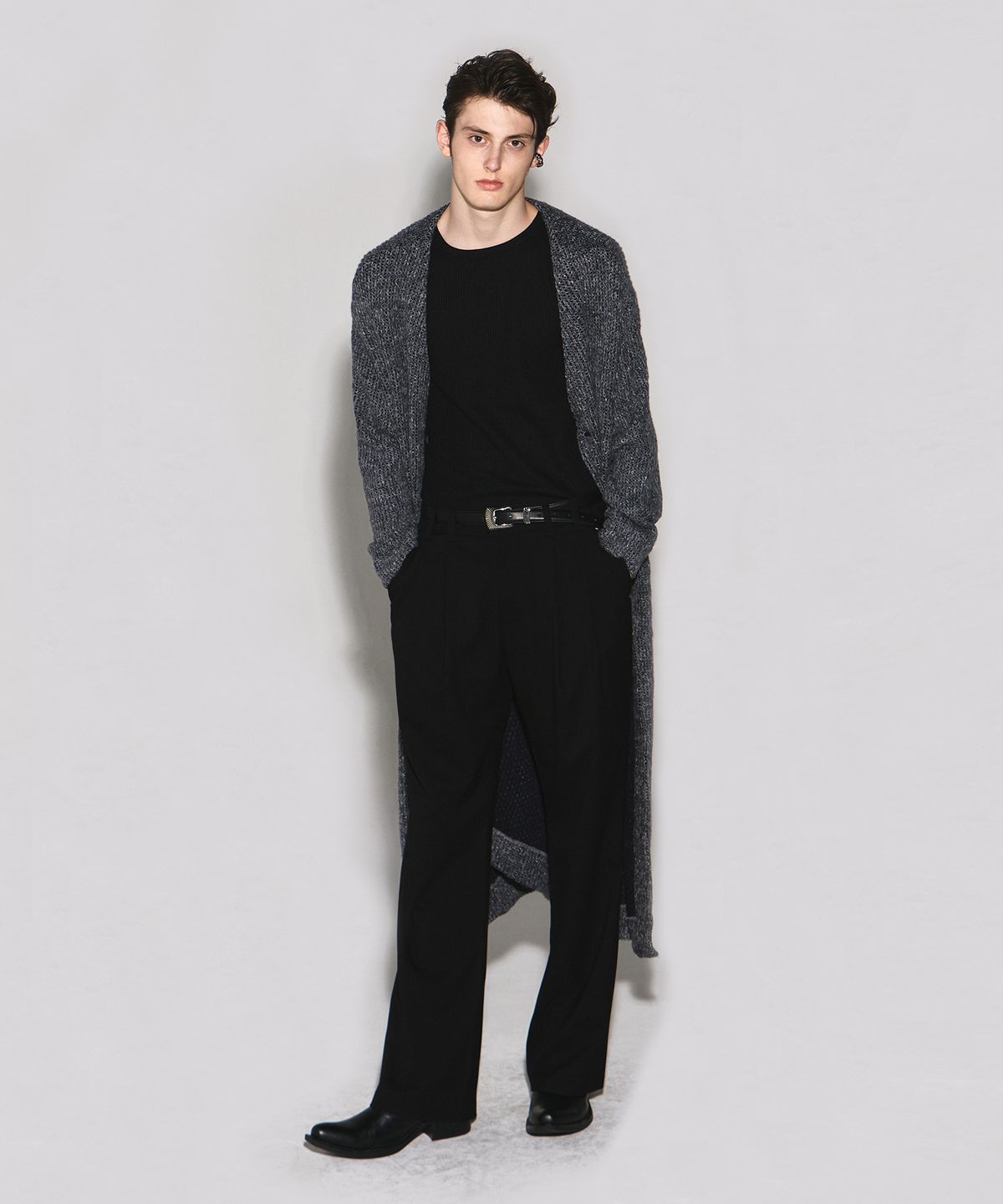 웨슬리 휴스턴(WESLEYHYUSTON) MARSHAL NET LONG CARDIGAN GREY