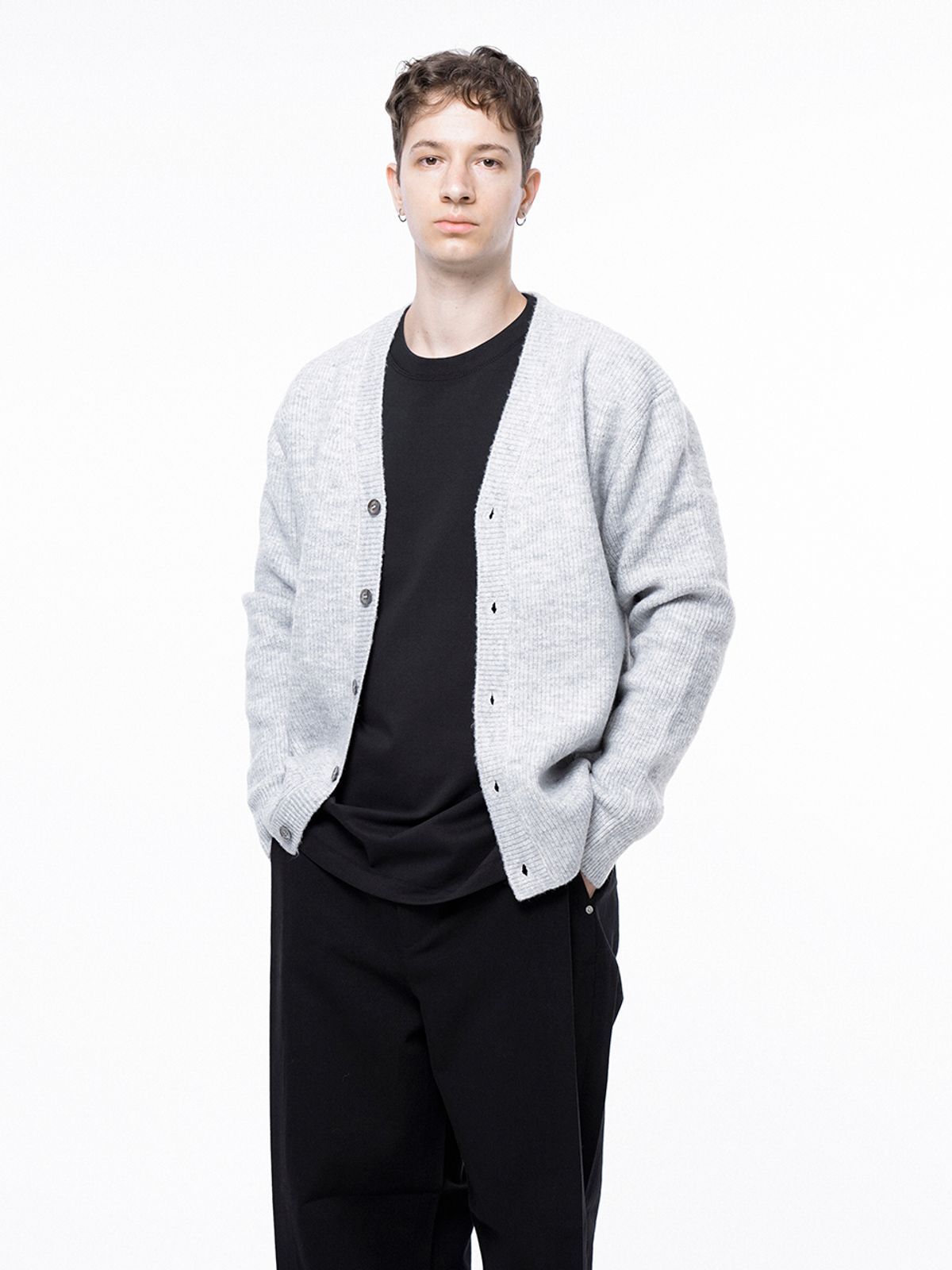 챈세스노이(CHANCE'S NOI) Dense Hazzy Y-neck Cardigan - Melange /M243OT01ML