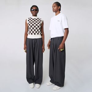 AU42PT07 클래식 와이드 팬츠_멜란지 그레이