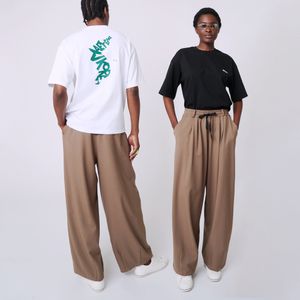 AU42PT07 클래식 와이드 팬츠_다크 베이지