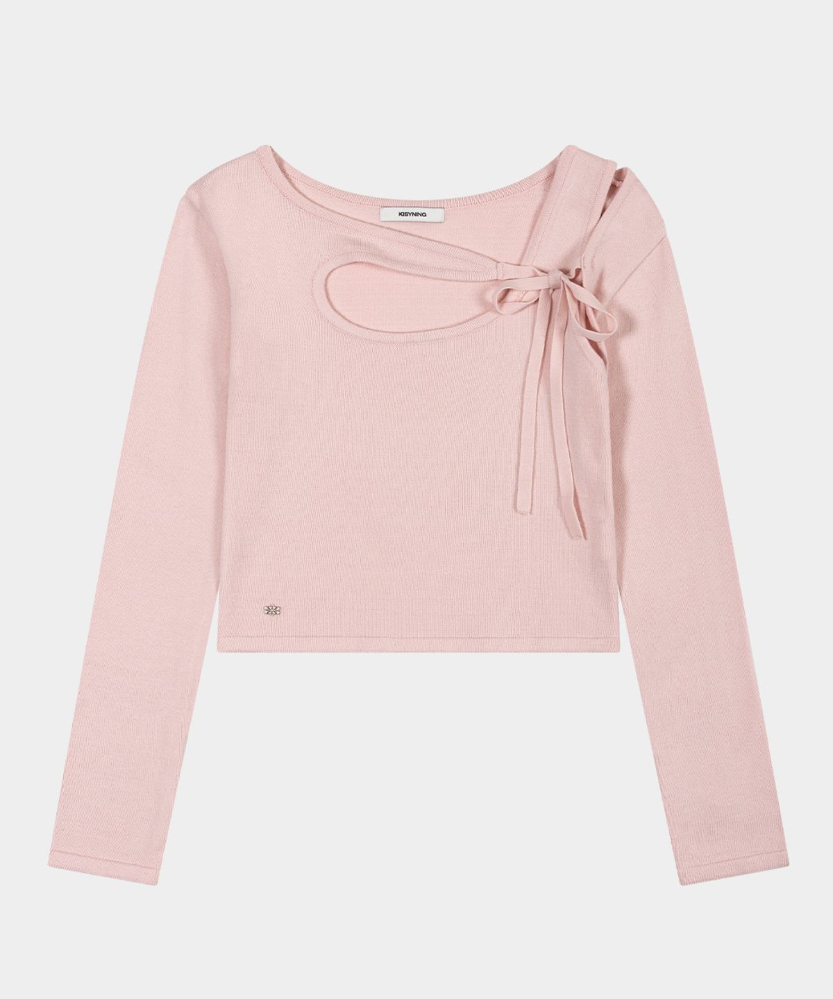 키시닝(KISYNING) Connect Hole Ribbon Rib Knit (Light Pink)