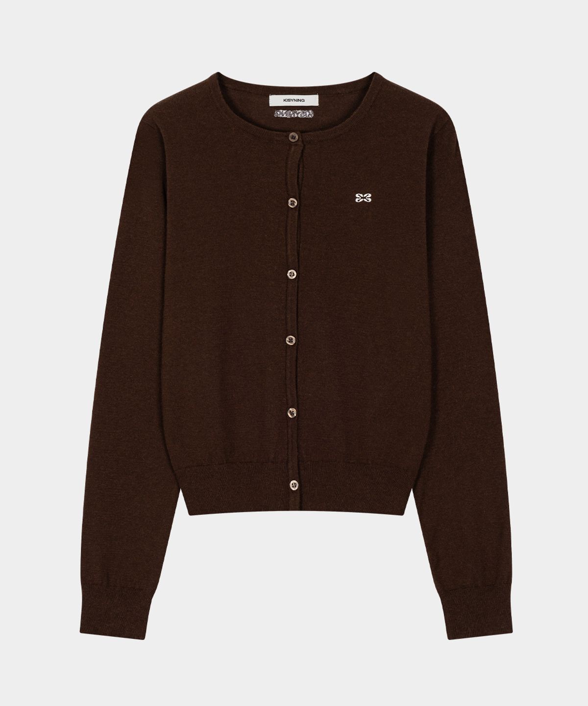 키시닝(KISYNING) New Classic Crew Neck Cardigan (Brown)