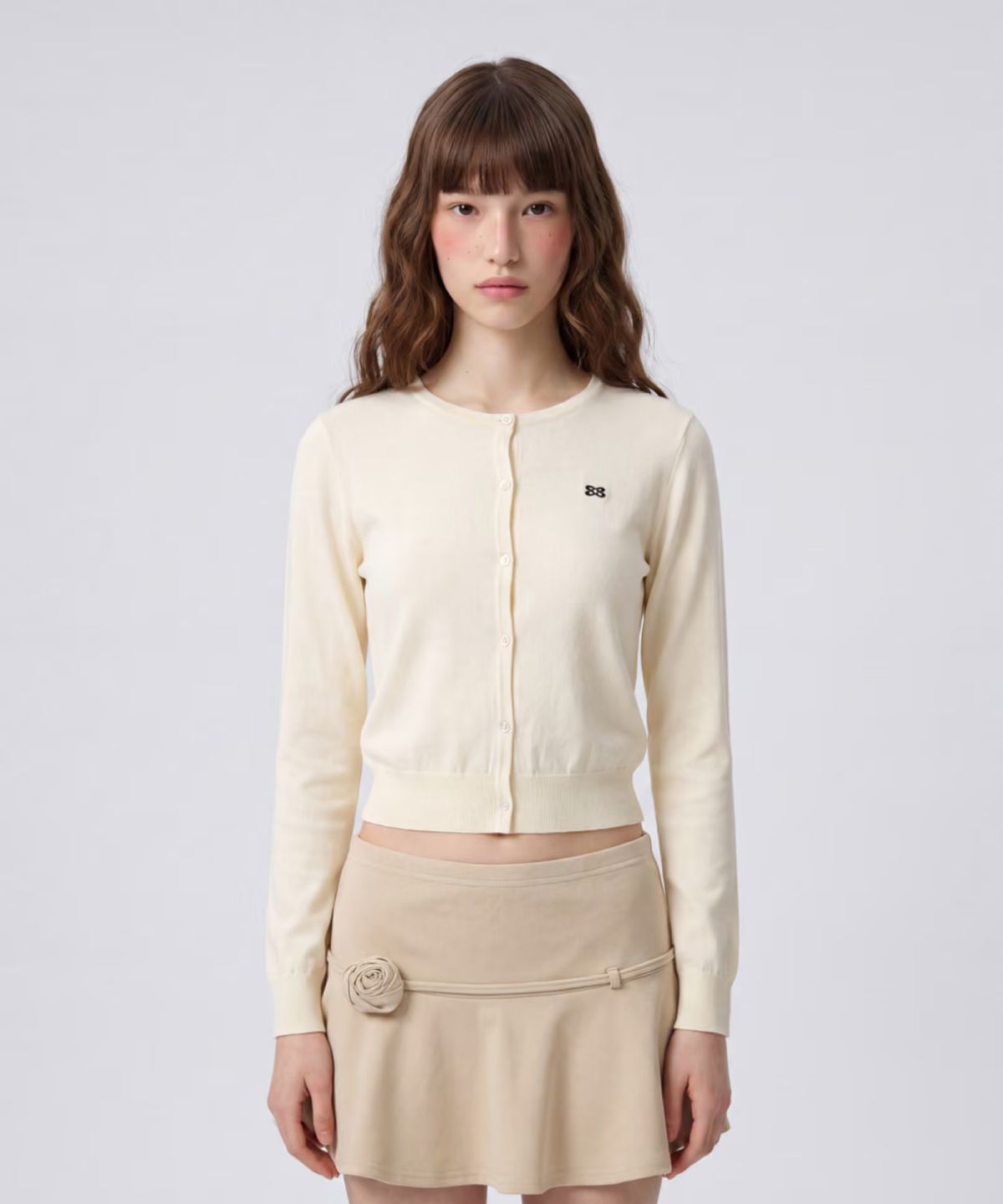 키시닝(KISYNING) New Classic Crew Neck Cardigan (Ivory)