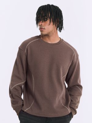 와플 스티치 롱 슬리브[브라운]