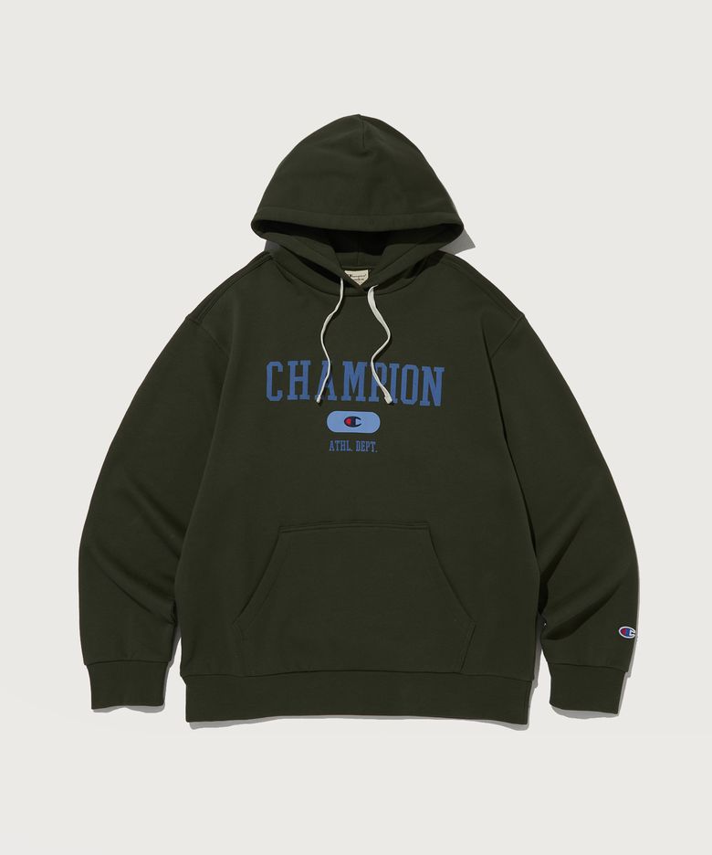 컬리지 로고 후드 티셔츠 Normal Khaki