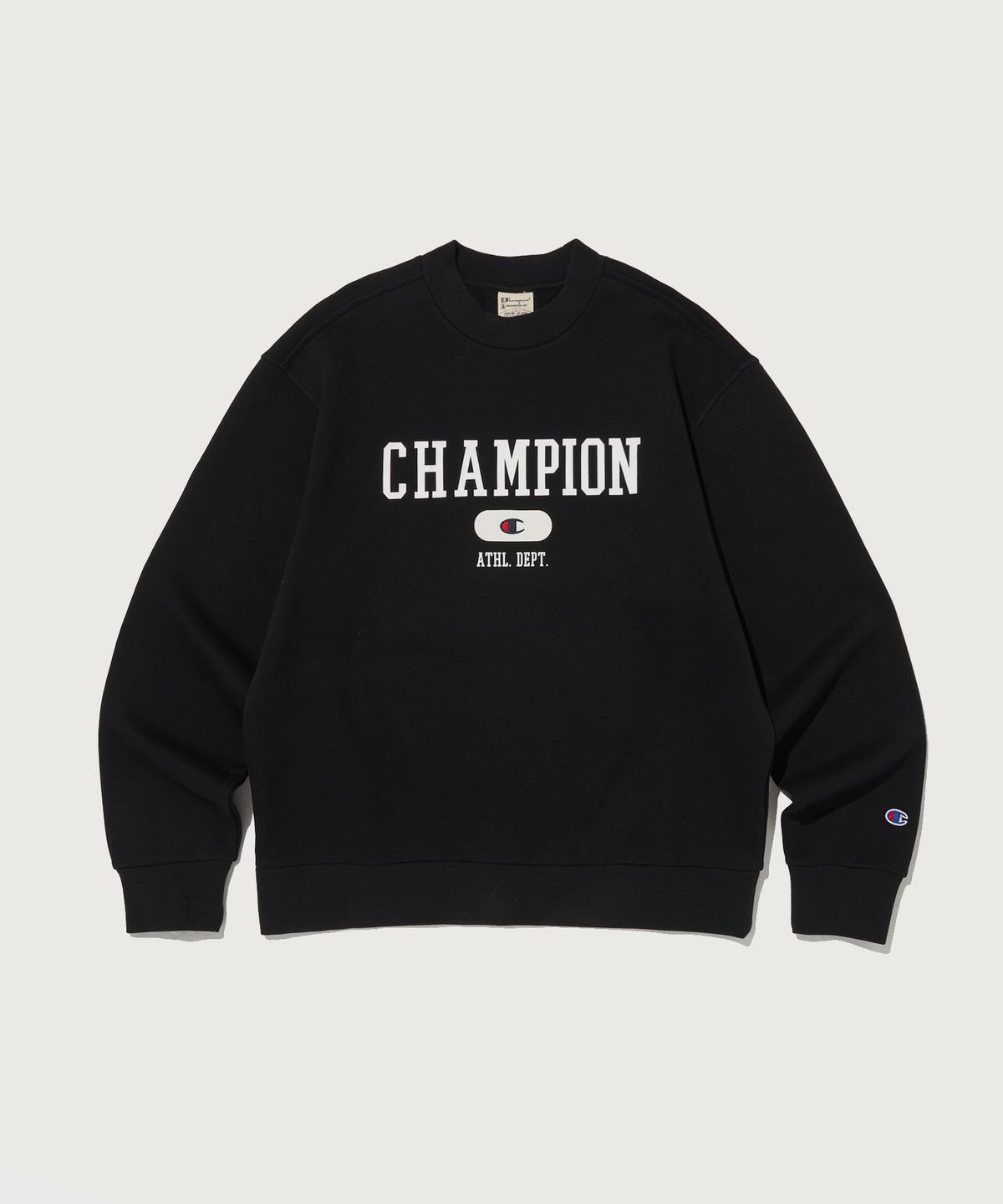 챔피온(CHAMPION) 컬리지 로고 크루넥 스웨트셔츠 Black