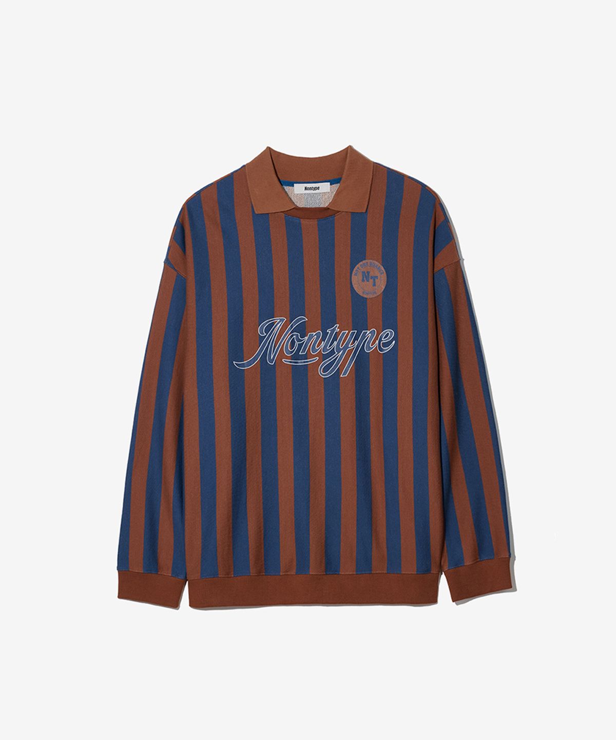 논타입(NONTYPE) STRIPE FOOTBALL SWEATSHIRTS (BROWN)