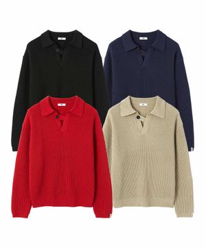 비죠 하프 카라 니트 (4color)