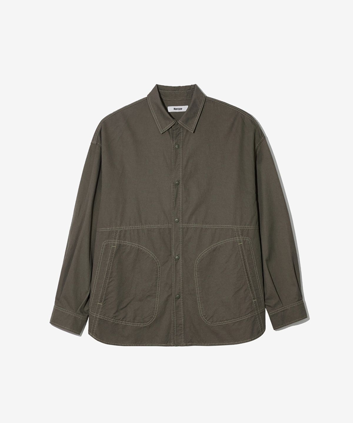 논타입(NONTYPE) ROUNDED POCKET STITCH SHIRTS (KAHKI)