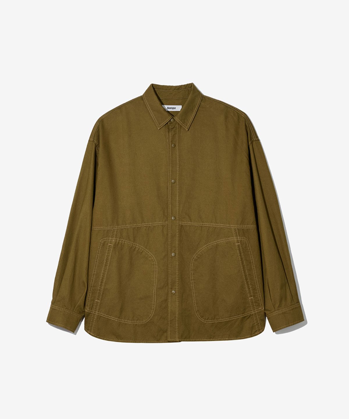 논타입(NONTYPE) ROUNDED POCKET STITCH SHIRTS (OLIVE)