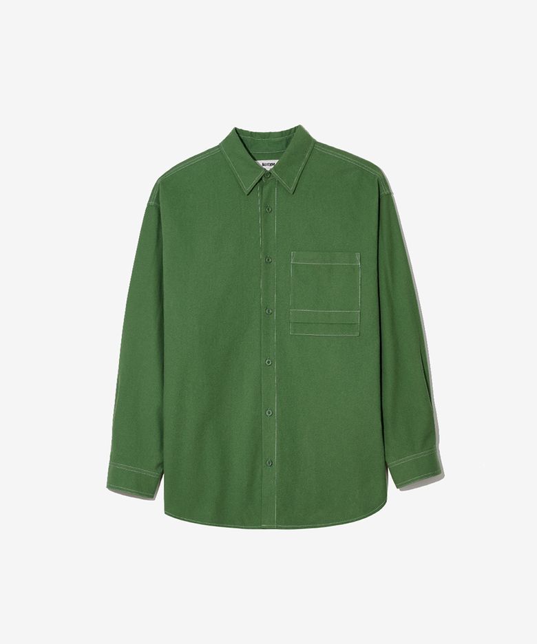 MODIFIED POCKET FLANNEL SHIRTS (GREEN)