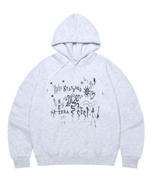 DRAW 후드 티셔츠 - 화이트 멜란지