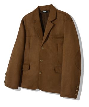 스웨이드 엘보우 패치 3 버튼 블레이저 자켓 [브라운]