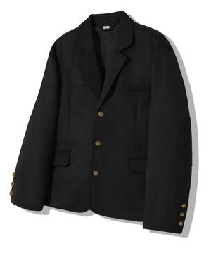 스웨이드 엘보우 패치 3 버튼 블레이저 자켓 [블랙]