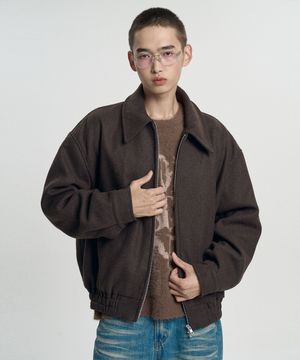 빅카라 울 2-WAY 블루종 - 다크브라운