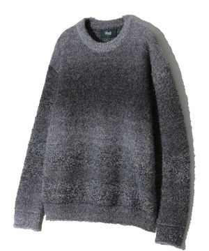 [WITH 유호진] NPN 그라데이션 부클 투톤 배색 스트라이프 라운드넥 긴팔 니트 [블랙]