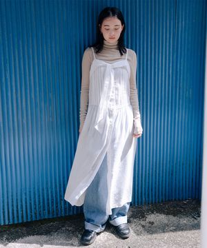 SHEER RIBBON TIE DRESS_WHITE