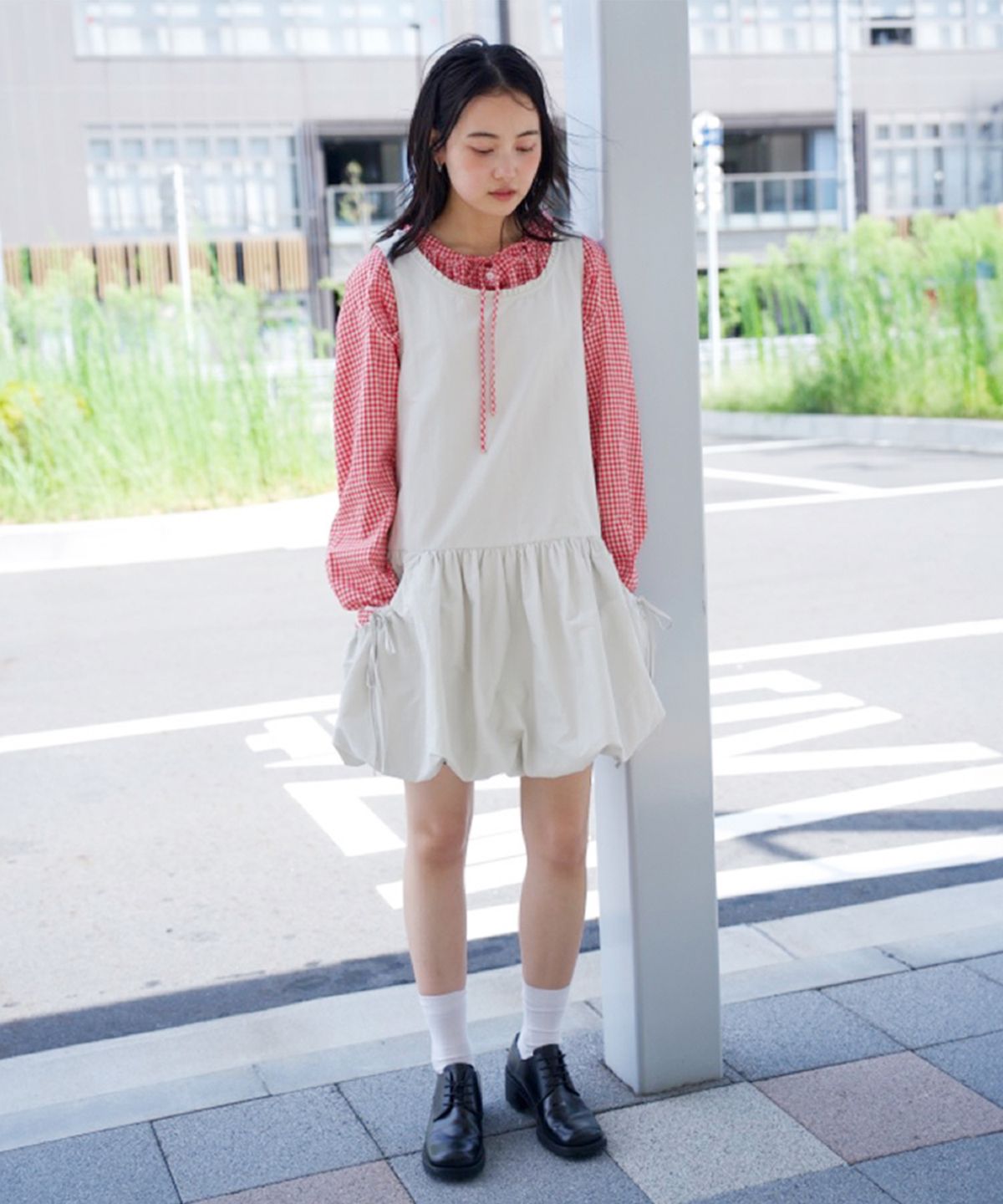 셀리테일즈(CELITAILS) BALLOON MINI DRESS_LIGHT GREY