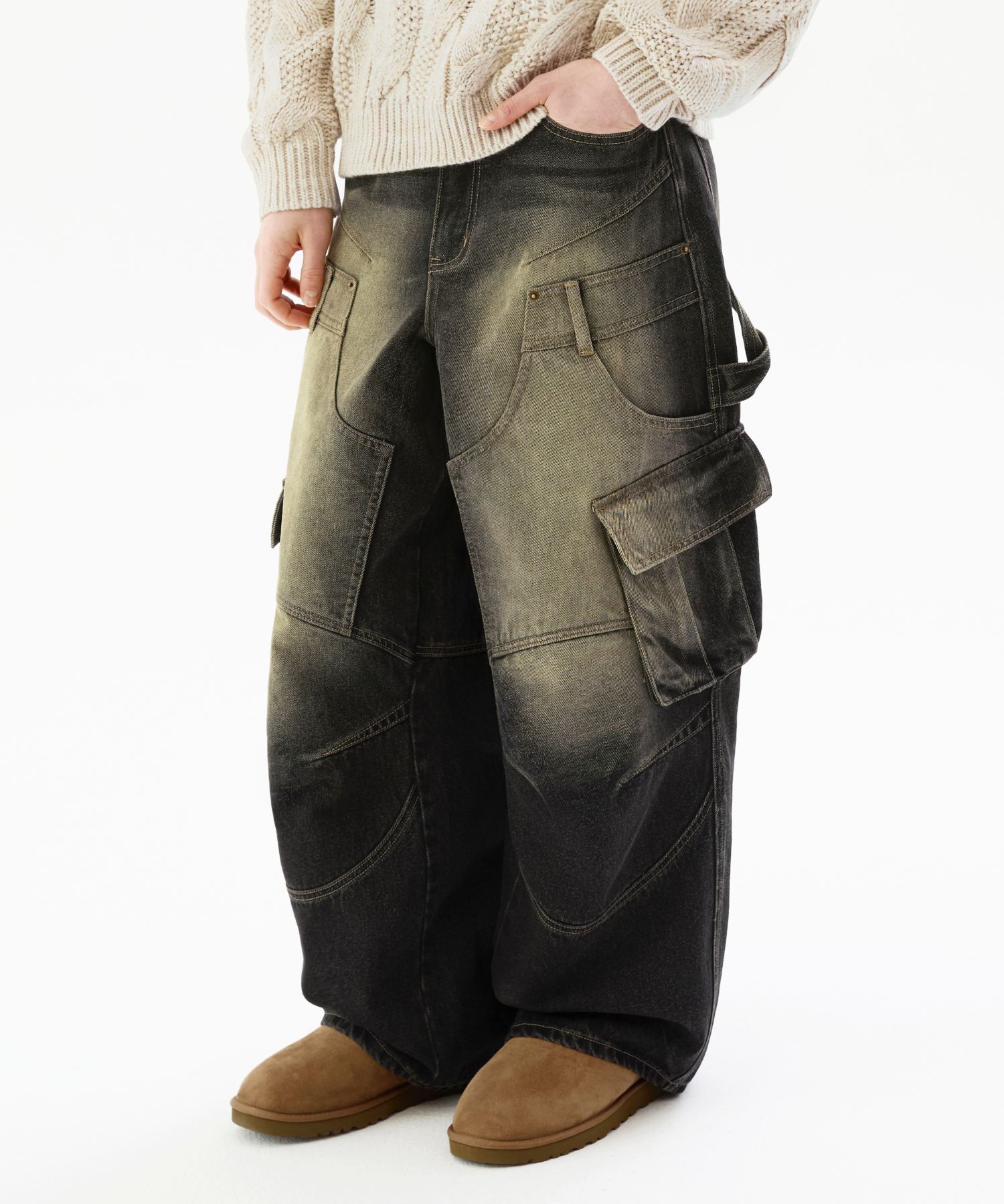 MUSINSA | TRILLION Double Layer Carpenter Cargo Denim Pants