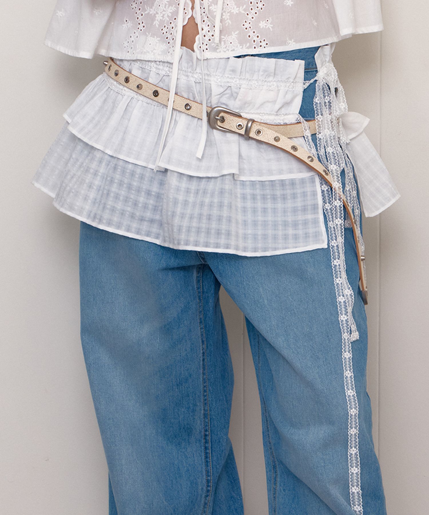★AESPA ニンニン着用★ CELITAILS CHECK SHIRRING WRAP SKIRT MUSINSA | CELITAILS CHECK SHIRRING WRAP SKIRT_IVORY
