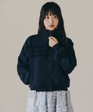 FRILL TRACK ZIP-UP_NAVY