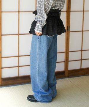 FRILL POCKET DENIM PANTS_BLUE