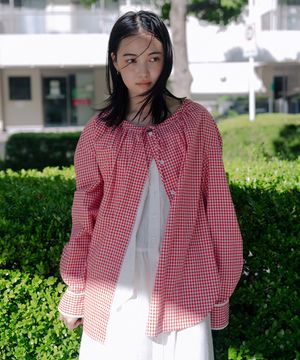 CHECK HOODIE SHIRT_RED