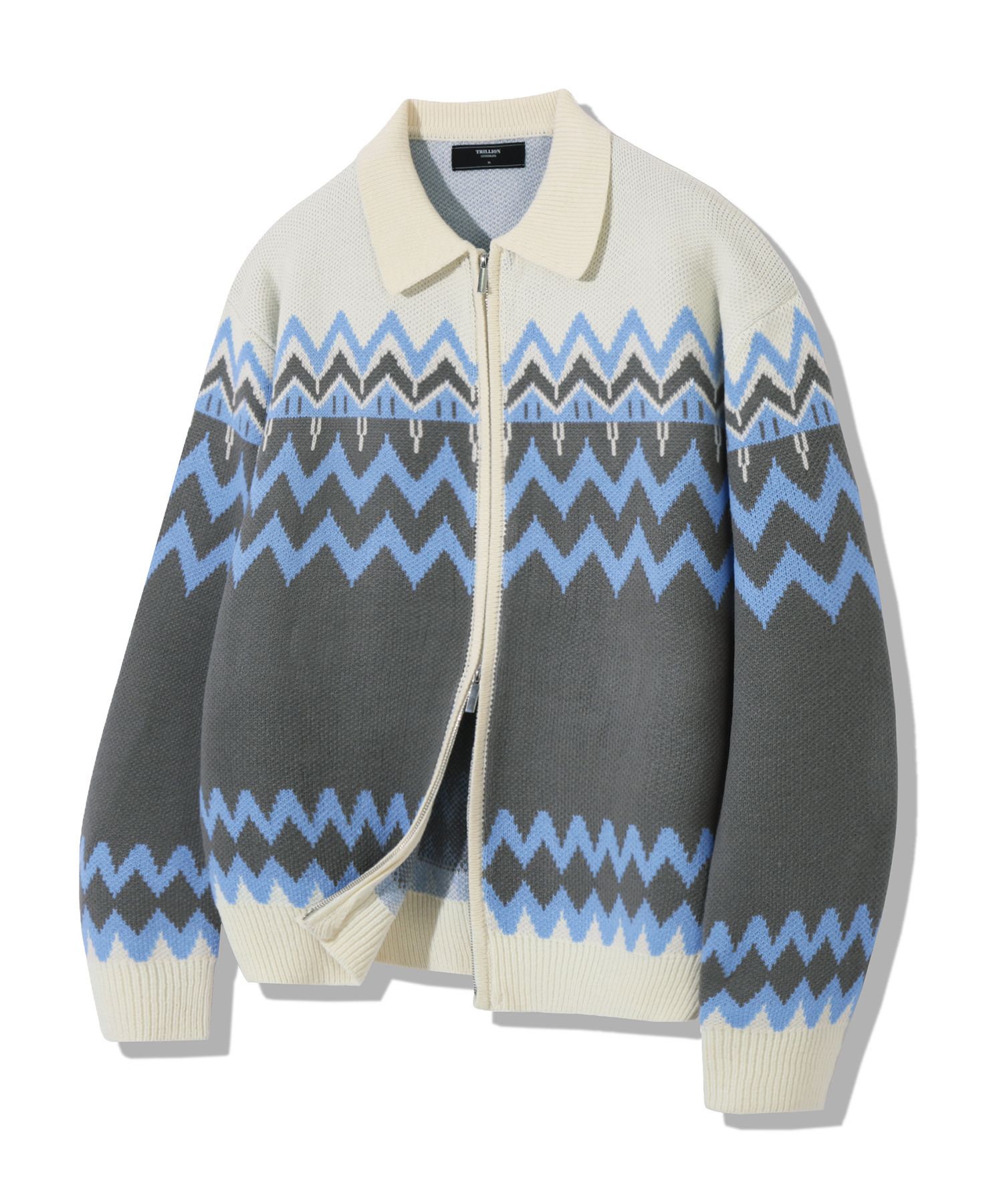 ニット・セーター [TRILLION] NORDIC JACQUARD COLLAR NECK 2WAY ZIP UP KNIT MUSINSA | TRILLION Washable Nordic Jacquard Caraneck 2WAY