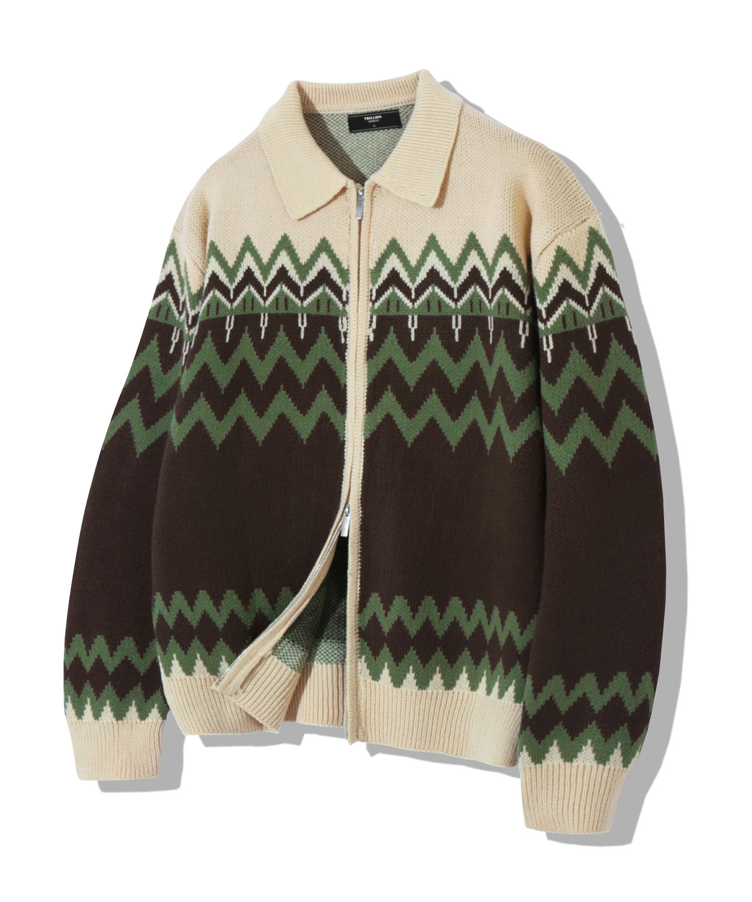 ニット・セーター [TRILLION] NORDIC JACQUARD COLLAR NECK 2WAY ZIP UP KNIT MUSINSA | TRILLION Washable Nordic Jacquard Caraneck 2WAY