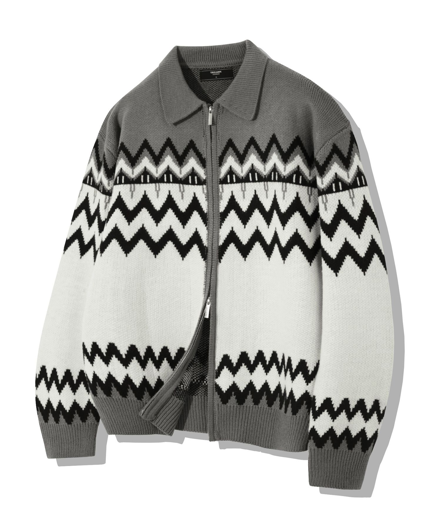 ニット・セーター [TRILLION] NORDIC JACQUARD COLLAR NECK 2WAY ZIP UP KNIT MUSINSA | TRILLION Washable Nordic Jacquard Caraneck 2WAY