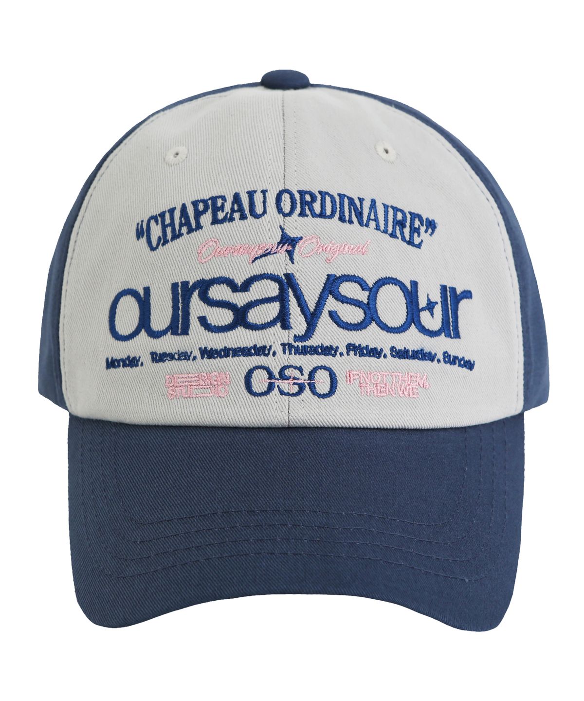 아워세이아워(OURSAYSOUR) 레터링 로고 볼캡 네이비/연그레이