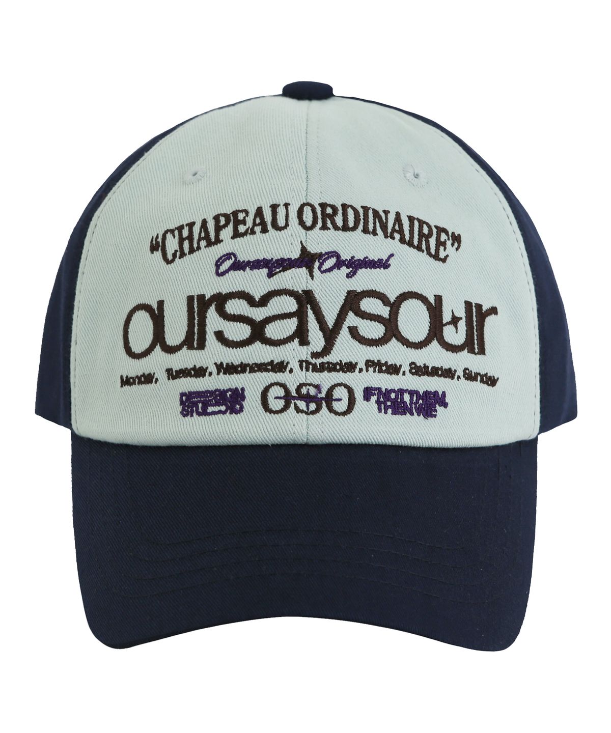 아워세이아워(OURSAYSOUR) 레터링 로고 볼캡 네이비/민트