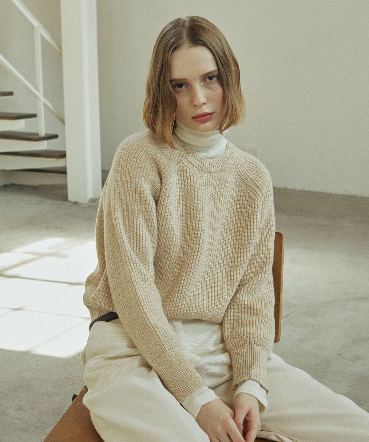 엽페(YUPPE) MIX WOOL KNIT_BEIGE