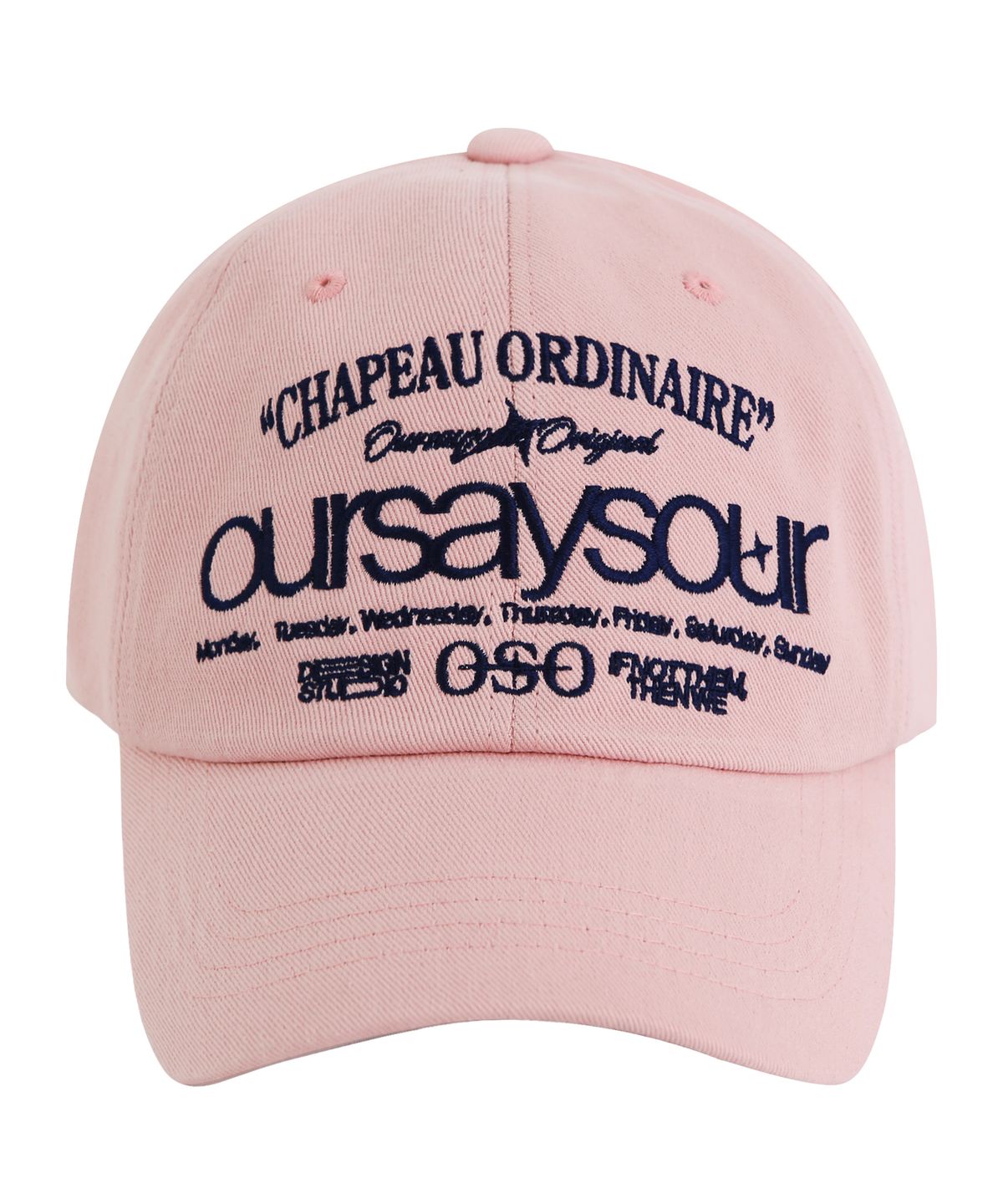아워세이아워(OURSAYSOUR) 레터링 로고 볼캡 핑크