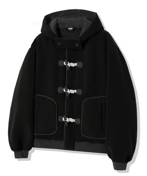 유니섹스 플리스 더플 후드 코트 자켓 [블랙]