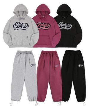 [SET] BIG AMBLER 자수 후드티 와이드 팬츠 트레이닝 셋업 (3color)
