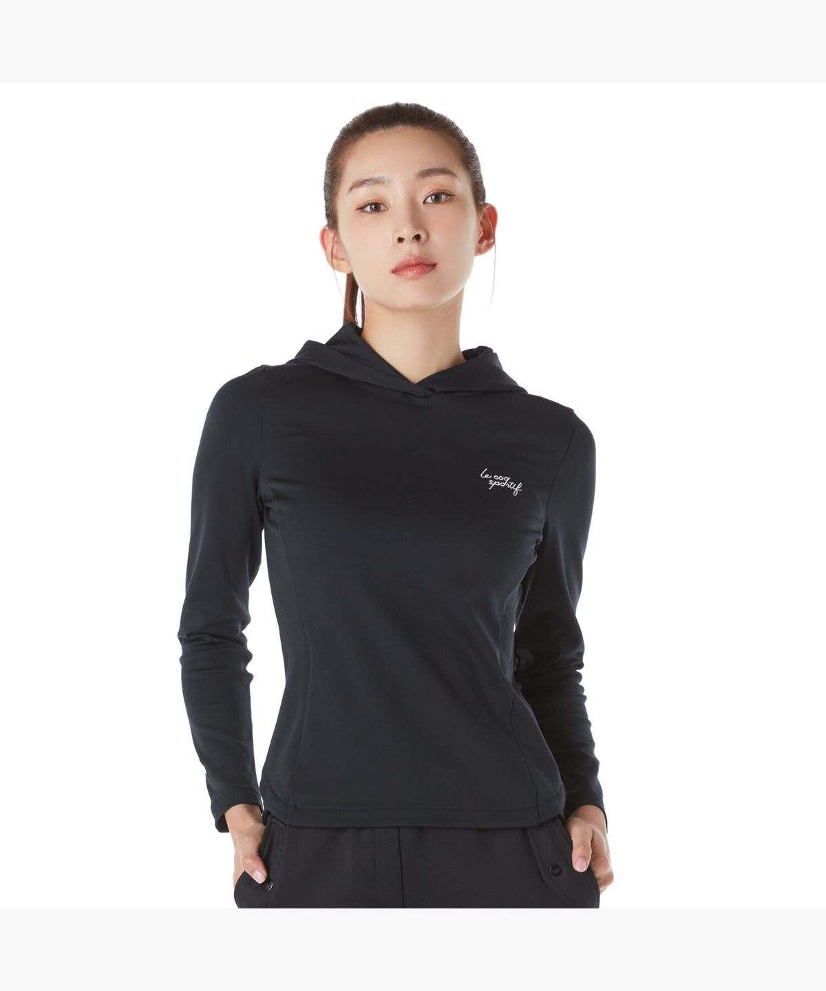 르꼬끄 골프(LECOQ GOLF) 여성 솔리드 후드 이너 티셔츠 (GP422LTLO3)